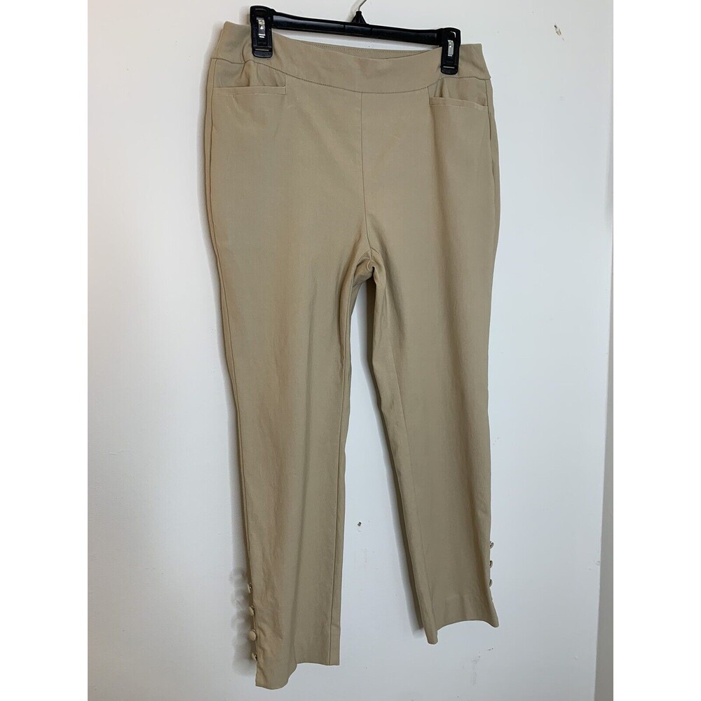 Chico's So Slimming Brigitte Slim Leg Pants Womens 1R (USA 8) Button Hem (09)